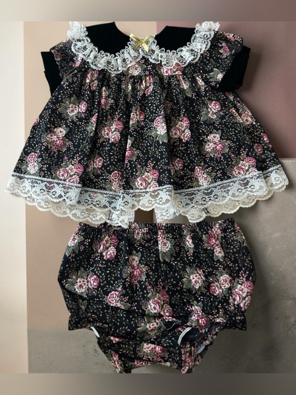 Vintage Allison Ann 2 Piece Baby Dress & Bloomers 0-3 M